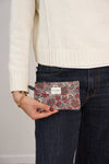 Floral Jacquard Small Makeup Bag / Coin Purse – Burgundy & Gray (Nira)