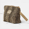 Leopard Jacquard Large Makeup Bag – Beige & Black (Leo)