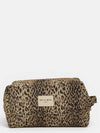 Leopard Jacquard Squared Makeup Bag – Beige & Black (Leo)
