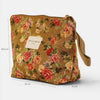 Floral Jacquard Large Makeup Bag – Mustard & Red (Esme)