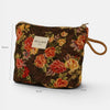 Floral Jacquard Small Makeup Bag – Brown & Red (Pepi)