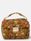 Floral Jacquard Large Squared Makeup Bag – Mustard & Red (Esme)