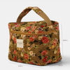 Floral Jacquard Large Squared Makeup Bag – Mustard & Red (Esme)