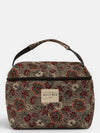 Floral Jacquard Large Squared Makeup Bag – Burgundy & Gray (Nira)