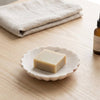 White Marble Soap Dish w/ Grooving