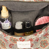 Floral Jacquard Large Squared Makeup Bag – Burgundy & Gray (Nira)
