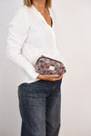 Floral Jacquard Squared Makeup Bag – Burgundy & Gray (Nira)