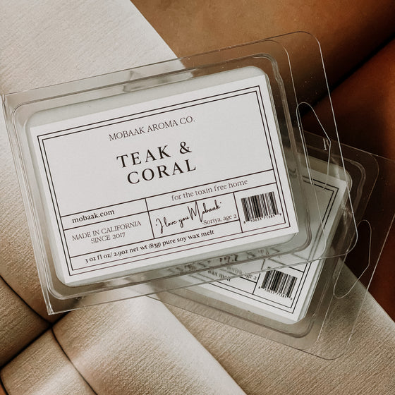 Teak & Coral Wickless Tart