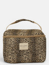 Leopard Jacquard Large Squared Makeup Bag – Beige & Black (Leo)