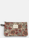 Floral Jacquard Small Makeup Bag / Coin Purse – Burgundy & Gray (Nira)