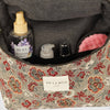 Floral Jacquard Large Squared Makeup Bag – Burgundy & Gray (Nira)
