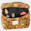 Floral Jacquard Large Squared Makeup Bag – Mustard & Red (Esme)
