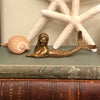 Solid Brass Mermaid Paperweight Desk Tabletop Decor, 5”
